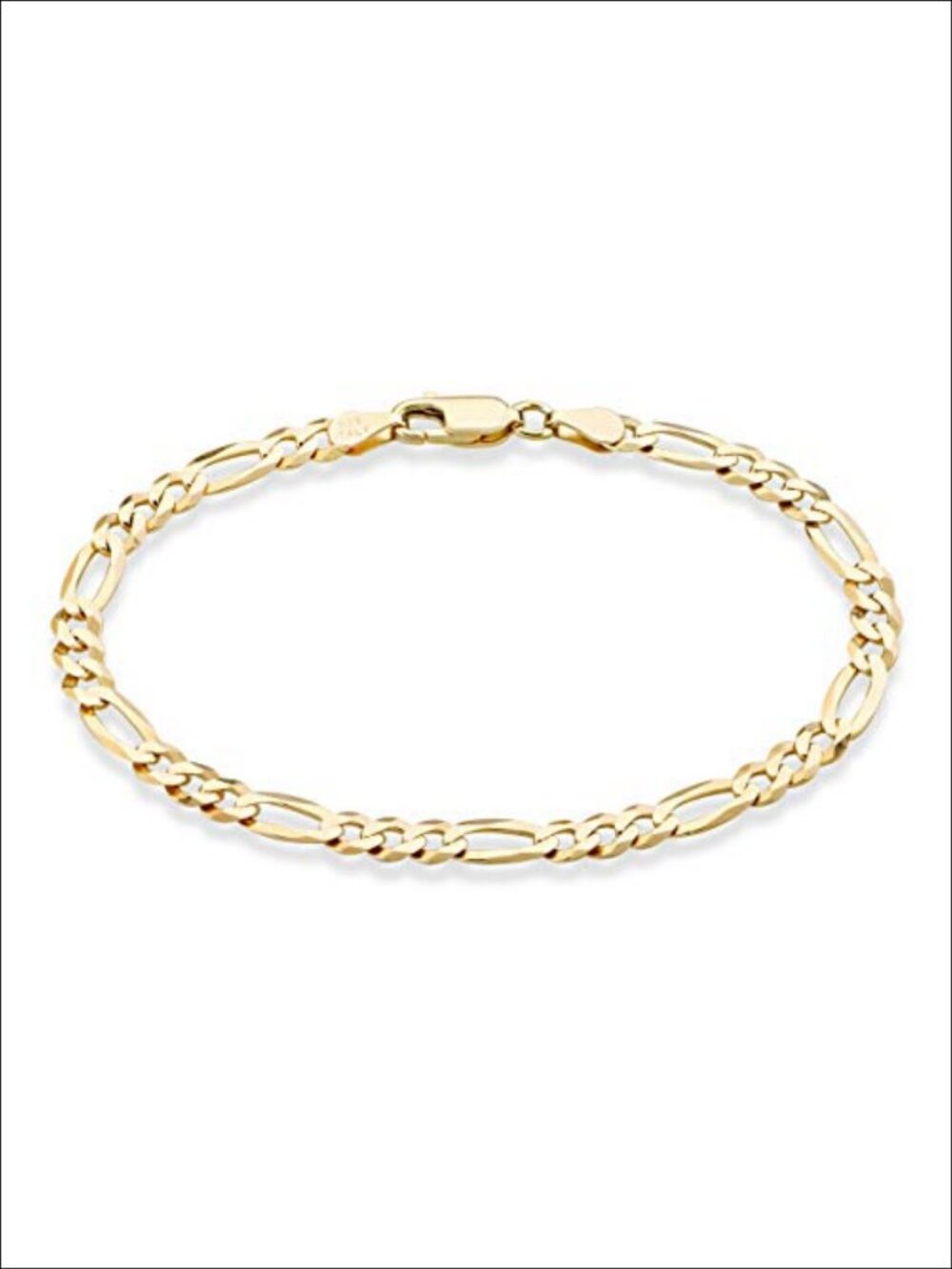 18K Gold Over 925 Sterling Silver Figaro Bracelet 5mm